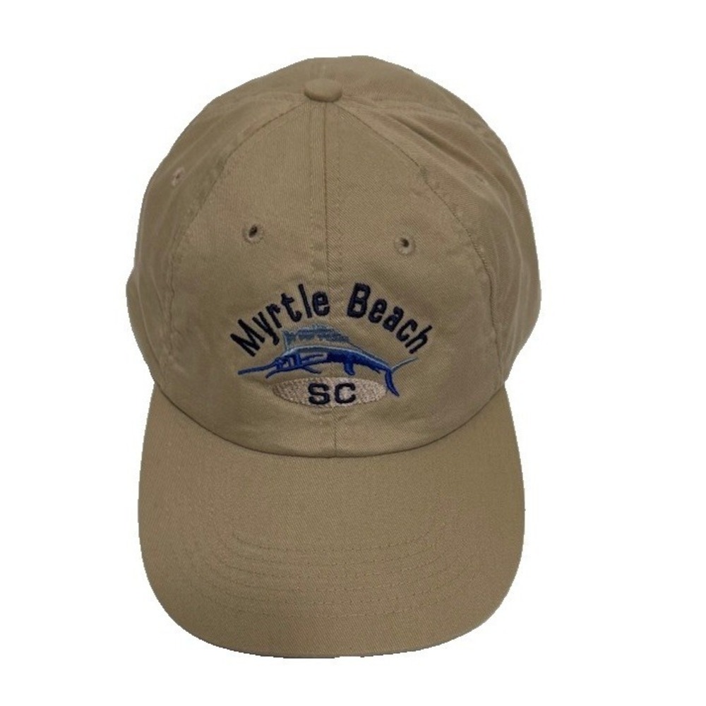 Myrtle Beach SC  Hat Cap Tan Embroidered‎ Marlin Souvenir Khaki